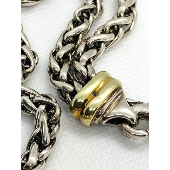 David Yurman Albion Double Chain Wheat Onyx Necklace Sterling Silver 925 14K 585 - Picture 4 of 16